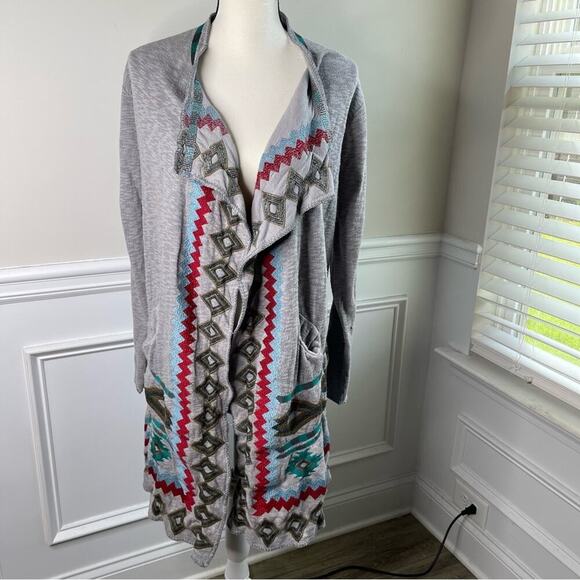 Johnny‎ Was embroidered floral long sweater cardigan size small boho - Picture 1 of 6